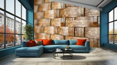 A woven pattern made of brown material Wall mural