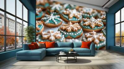 colorful christmas cookies, christmas background, christmas card Wall mural