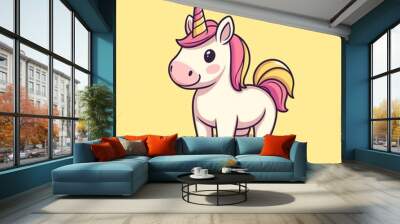 cute unicorn cartoon drawing Wall mural