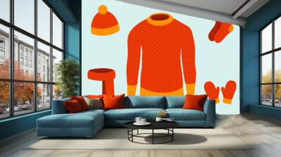 Warm clothing for winter Wall mural