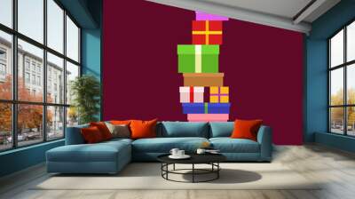 Stack of Christmas Boxes Wall mural