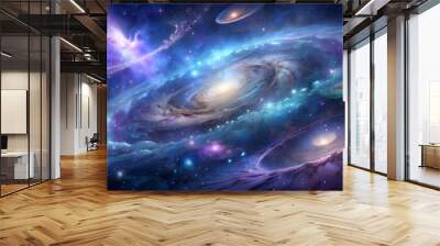 Purple, Blue, and Gray Galaxy. Perfect for: Space themes, abstract art, mystery, vastness, beauty Wall mural