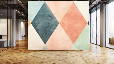 Stylish geometric pattern featuring pastel colored diamonds, perfect for modern decor or creative design projects. Wall mural