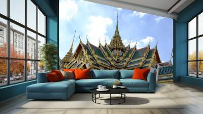 Architecture at The Temple of the Emerald Buddha (Wat Phra Kaew Temple). Wall mural