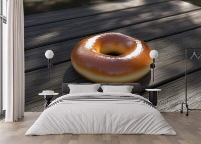 bagel on wooden table Wall mural