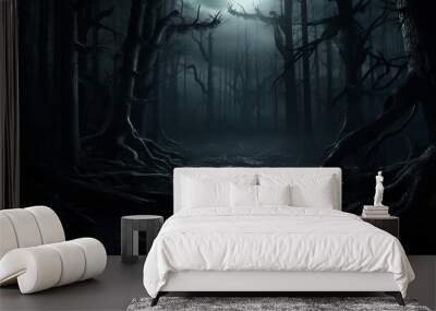 Halloween Scary scene background  dark  horror background forest Wall mural