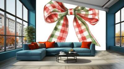 festive red and green gingham bow adds cheerful touch to holiday decor Wall mural