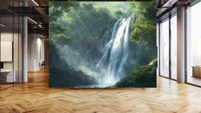 waterfall in the forest Wall mural