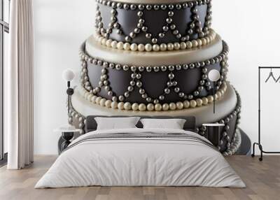 a glamorous black and white wedding cake Wall mural