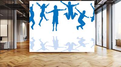 Happy children silhouettes Wall mural