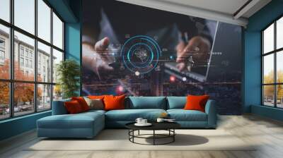 Ai Artificial Intelligence, Bi Business intelligence, IoT Internet of Things, digital marketing, Business and digital software technology development concept Wall mural