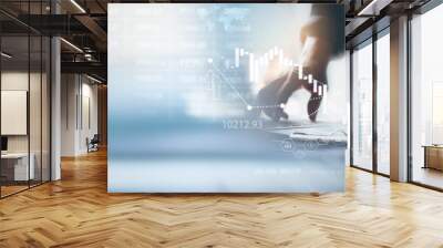 Banking business, finance and investment concept. Businessman analyzing market data, financial graph report, economic growth, business strategy, planning and solution, risk management Wall mural