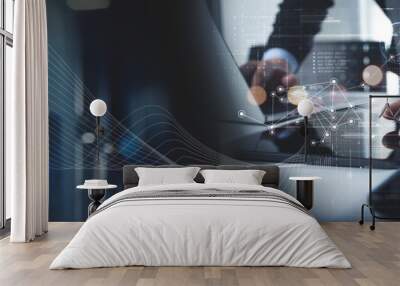 data exchange technology, ai, business intelligence, data analysis and internet network connection,  Wall mural