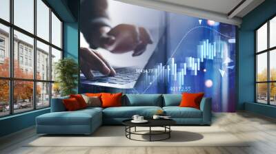 digital technology, big data, business finance and investment with innovative futuristic technology  Wall mural