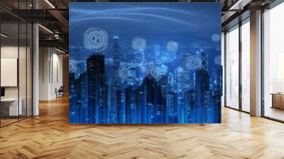 Internet Technology Cloud storage and smart city  Wall mural