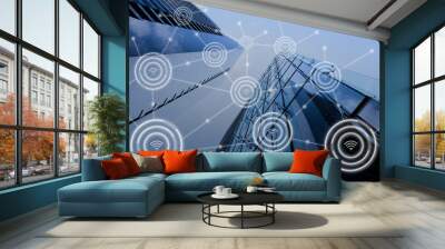 Modern office building wifi icon Wall mural