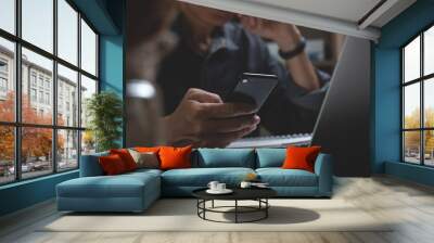 Using mobile smart phone Wall mural