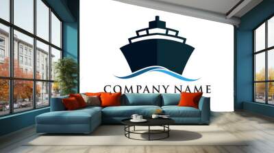 Big ship in the sea illustration vector logo Wall mural