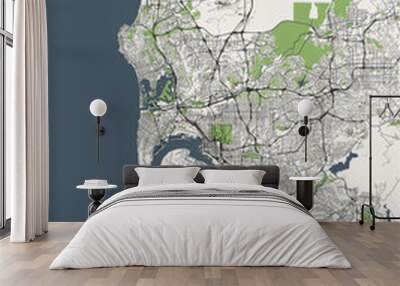 map of the city of San Diego, California, USA Wall mural