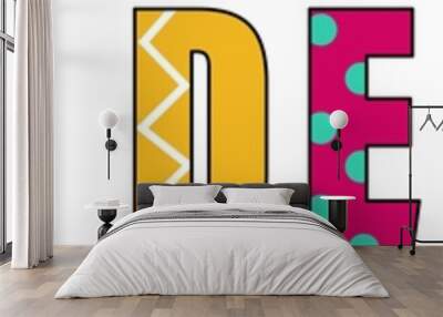 Cinco De Mayo Text Mexican art style colorful flat icon PNG Wall mural