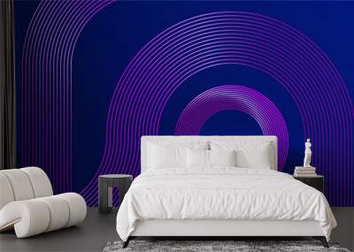 Abstract Waving Line Particle Technology dark blue Background Wall mural