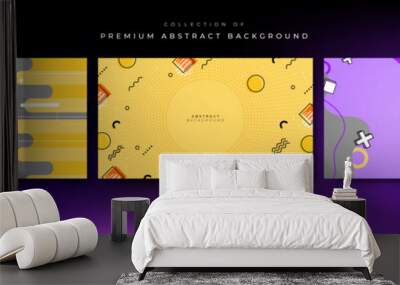 Cool trendy background design with memphis style and abstract shapes. Colorful modernism. Minimal geometric shapes composition. Futuristic patterns with pop art funky colors. Wall mural