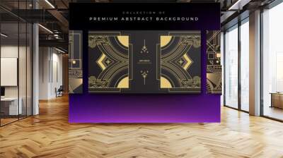 Gradient art deco background with black and golden line. Flat gold line pattern design art deco background Wall mural