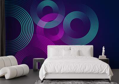 Green and purple violet vector abstract 3D futuristic modern neon banner with shape line. Futuristic technology lines background design. Modern graphic element. Horizontal banner template Wall mural