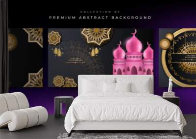 Ramadan background design with black and gold islamic decoration for greeting card. Vector illustration Wall mural