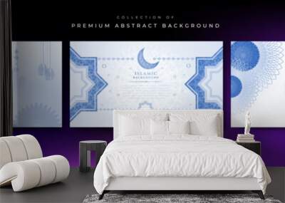 Ramadan Kareem. Blue moon and abstract luxury islamic elements background Wall mural