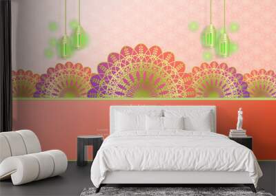 Ramadan Kareem. Gold moon and abstract luxury islamic elements background Wall mural