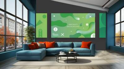 Set of abstract green presentation background Wall mural