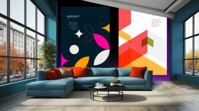 Vector flat mosaic poster abstract background shapes geometric Wall mural