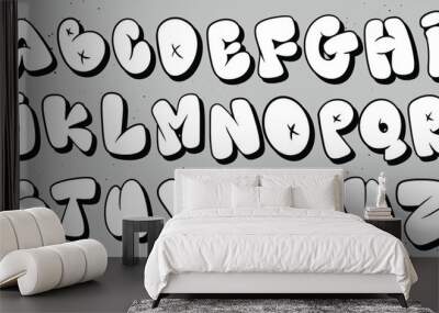 vector set bubble graffiti font alphabet lettering Wall mural