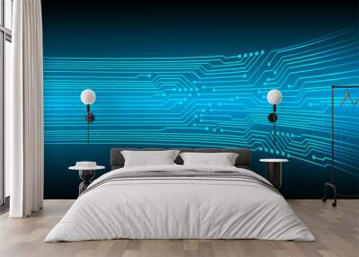 binary circuit board future technology, blue cyber security concept background, abstract hi speed digital internet.motion move blur. pixel vector Wall mural