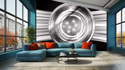 Black eye cyber circuit future technology concept background Wall mural