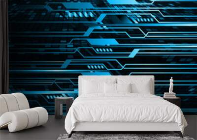 Blue cyber circuit future technology concept background Wall mural