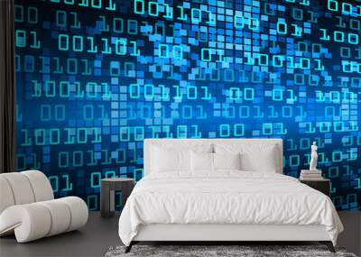 Blue cyber circuit future technology concept background Wall mural