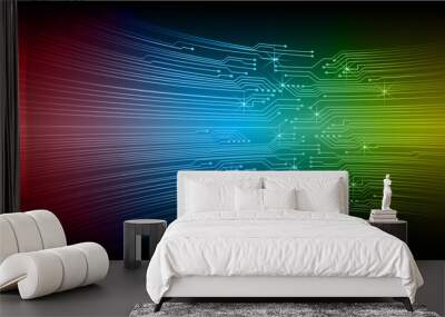 Blue cyber circuit future technology concept background Wall mural