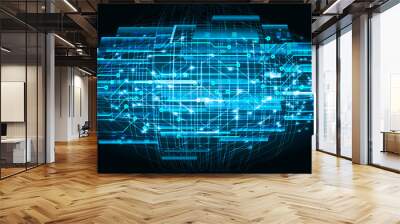 Blue cyber circuit future technology concept background Wall mural