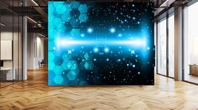 Blue cyber circuit future technology concept background Wall mural