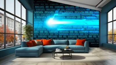 Blue cyber circuit future technology concept background Wall mural