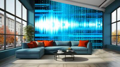 Blue cyber circuit future technology concept background Wall mural