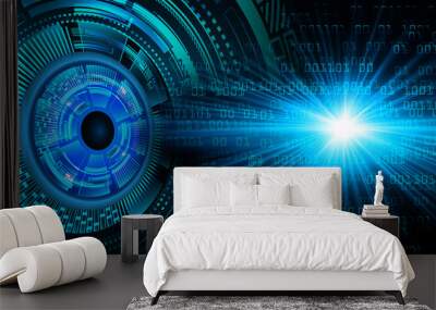 Blue eye cyber circuit future technology concept background
 Wall mural