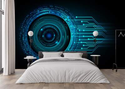 Blue eye cyber circuit future technology concept background
 Wall mural