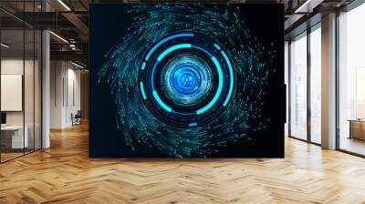 Blue eye cyber circuit future technology concept background Wall mural