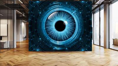 Blue eye cyber circuit future technology concept background
 Wall mural