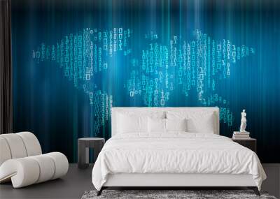 Blue world cyber circuit future technology concept background Wall mural