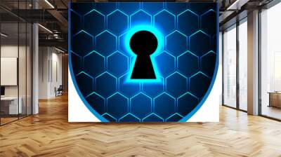 Closed Padlock on digital cyber security Wall mural