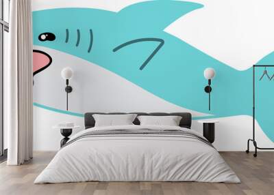 cute shark cartoon art, sea animal Wall mural